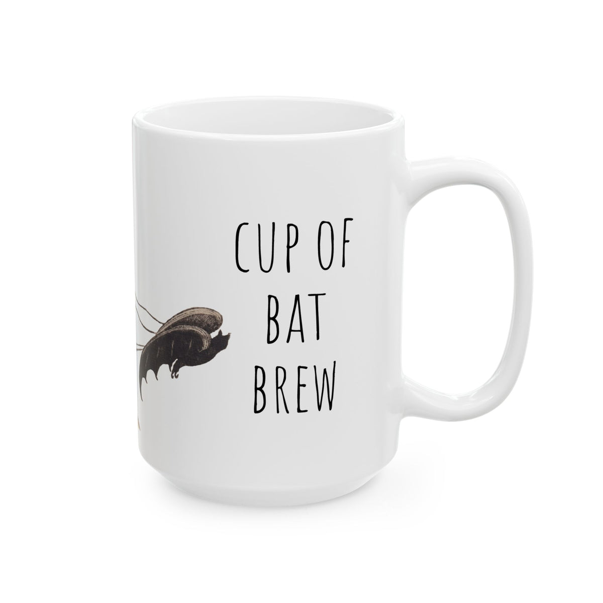 Ceramic Mug w/ Authentic Vintage Halloween Early 1900s Place Card Image (11oz & 15oz) 'Cup Of Bat Brew'
