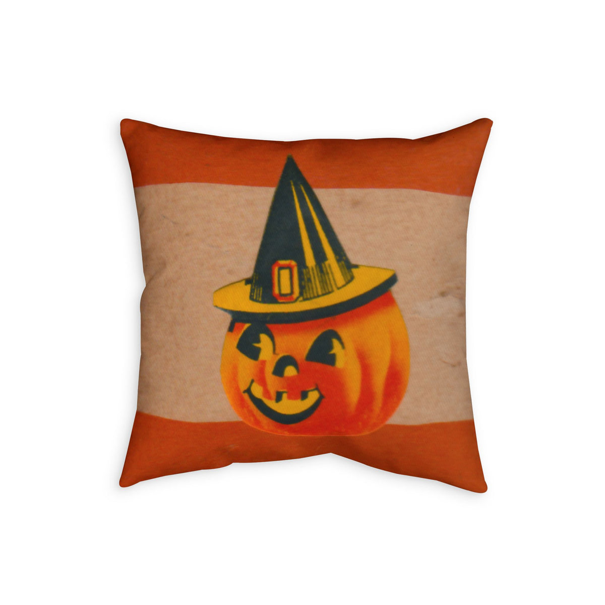 Throw Pillow Cover w/ Authentic Vintage Halloween 1950s Jack-O'-Lantern w/ Witch Hat Seal