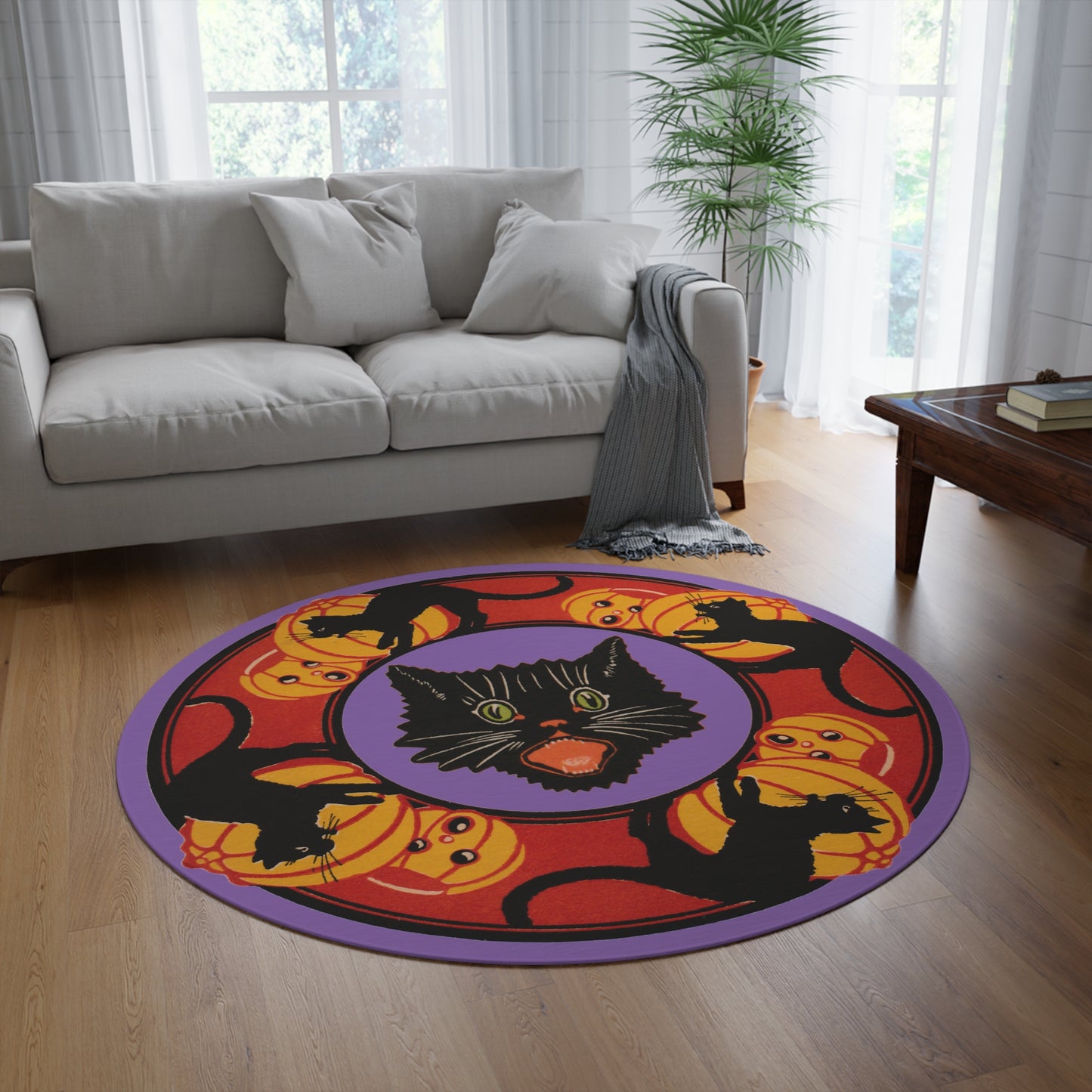 Cat & JOL Purple Round Statement Rug
