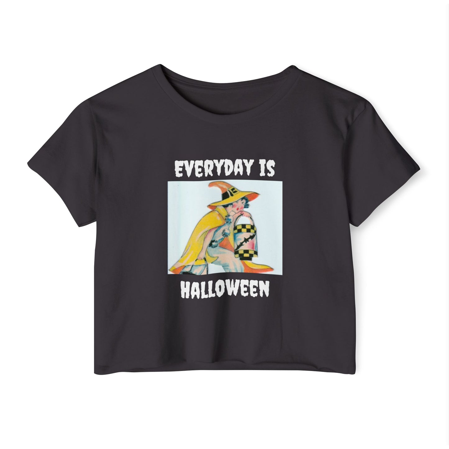 Yellow Art Deco Witch Women's Crop Top