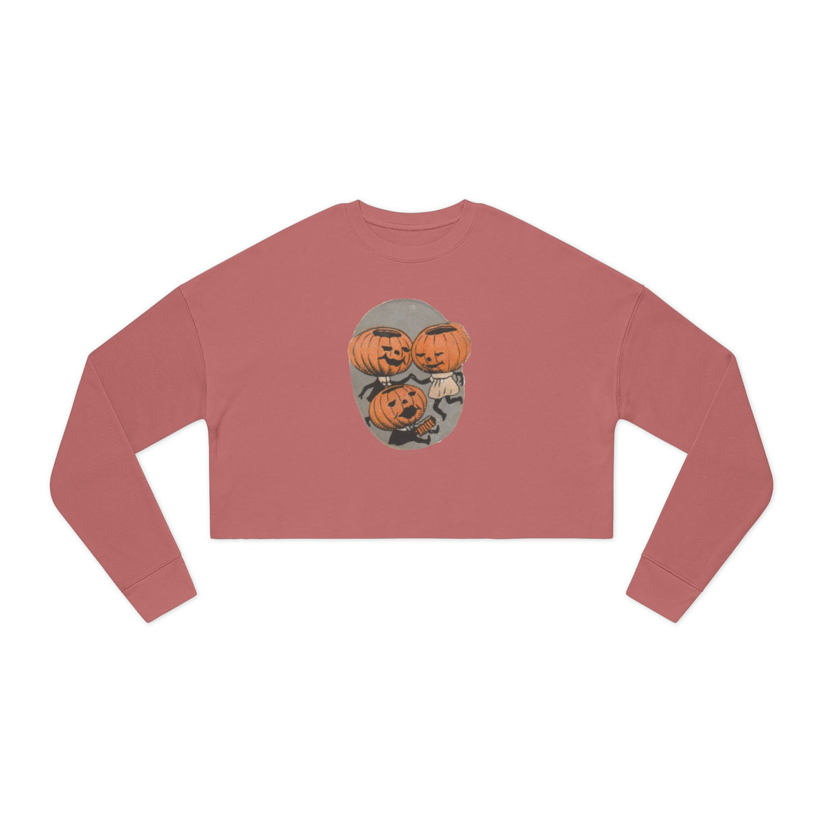 Crop Sweatshirt w/Authentic Vintage Halloween 1900s Pumpkin Family Seal