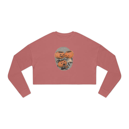 Crop Sweatshirt w/Authentic Vintage Halloween 1900s Pumpkin Family Seal