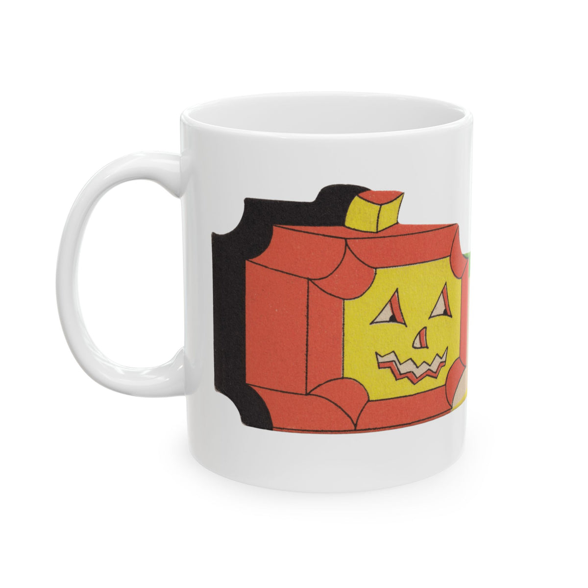 Ceramic Mug w/ Authentic Vintage Halloween 1930s Art Deco JOL Place Card Image (11oz, 15oz) 'Crypt Tea'