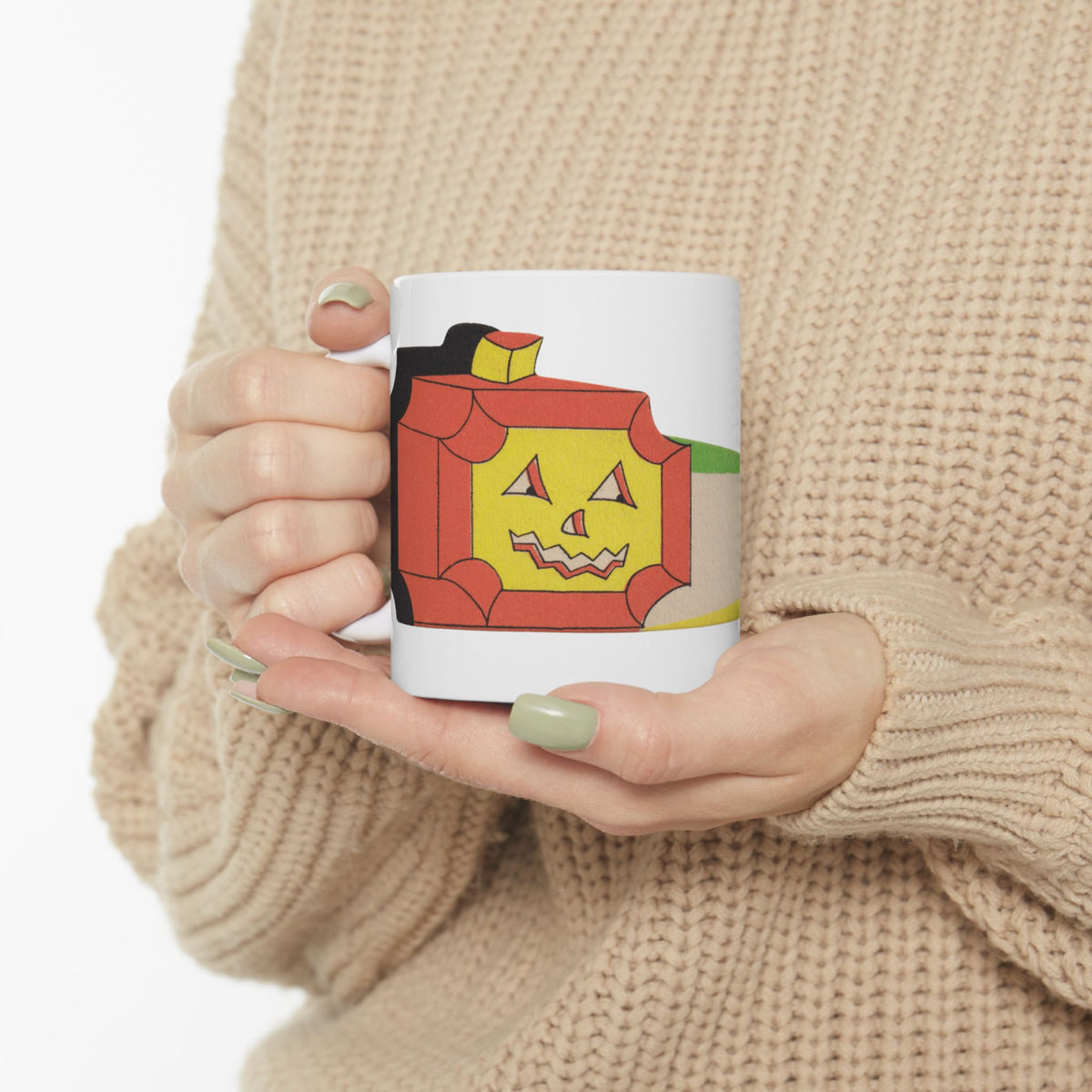 Ceramic Mug w/ Authentic Vintage Halloween 1930s Art Deco JOL Place Card Image (11oz, 15oz) 'Crypt Tea'