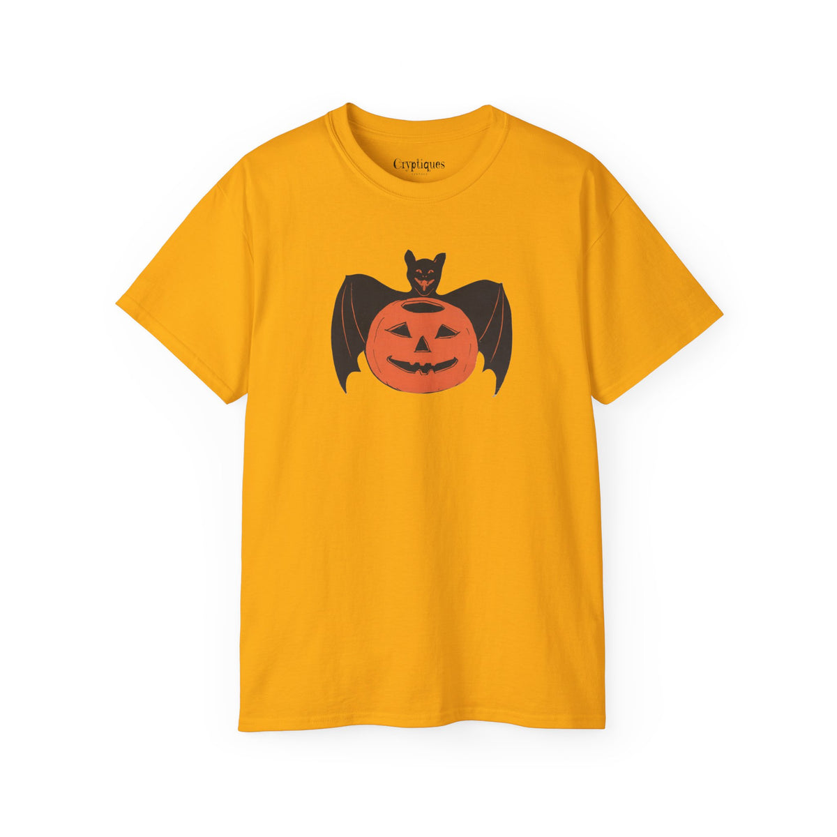 Adult T w/ Authentic Vintage Halloween 1930s Image of a Bat & Jack-O’-Lantern Die cut