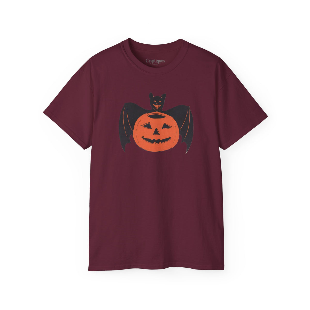 Adult T w/ Authentic Vintage Halloween 1930s Image of a Bat & Jack-O’-Lantern Die cut