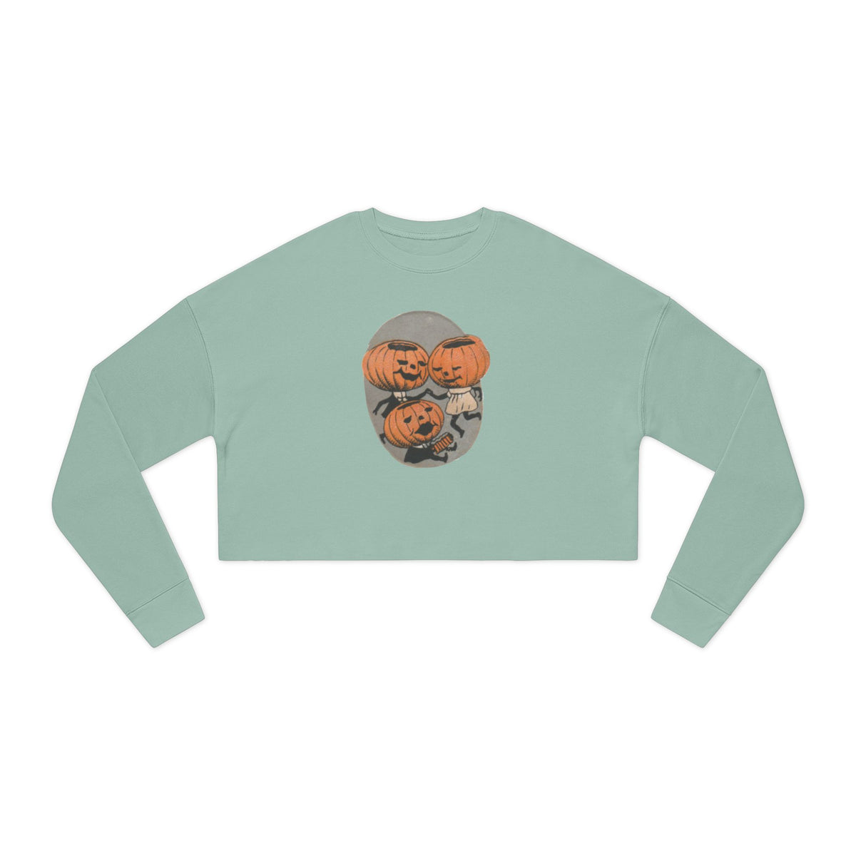 Crop Sweatshirt w/Authentic Vintage Halloween 1900s Pumpkin Family Seal