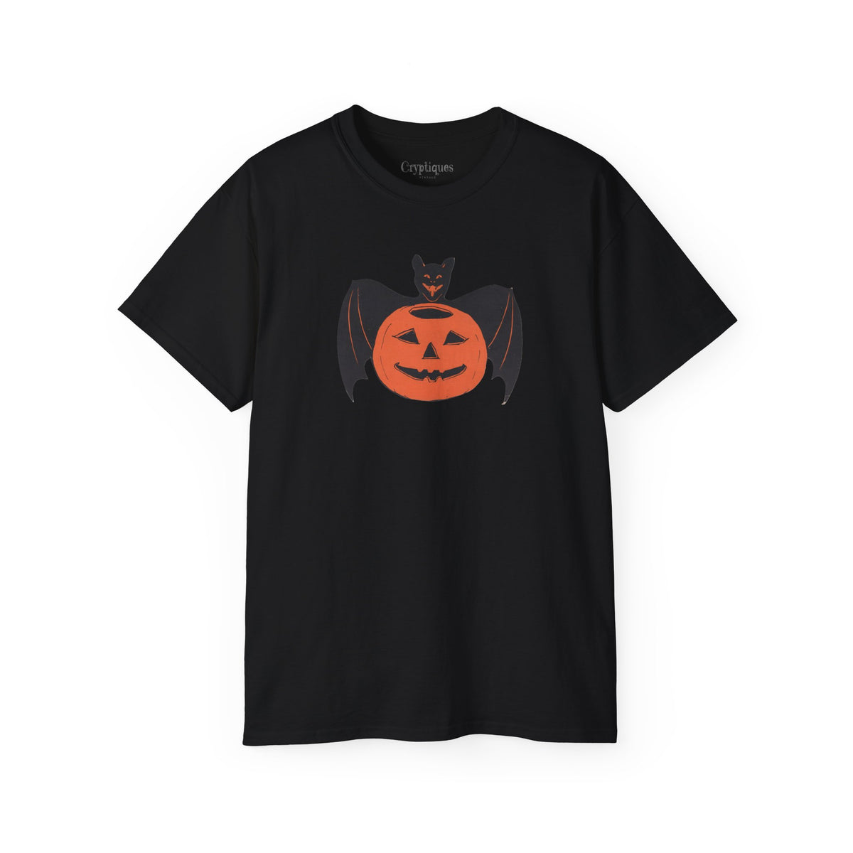 Adult T w/ Authentic Vintage Halloween 1930s Image of a Bat & Jack-O’-Lantern Die cut