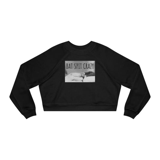 Cropped Pullover w/Authentic 1930s Hand Feeding Baby Bat Image 'Bat Spit Crazy'