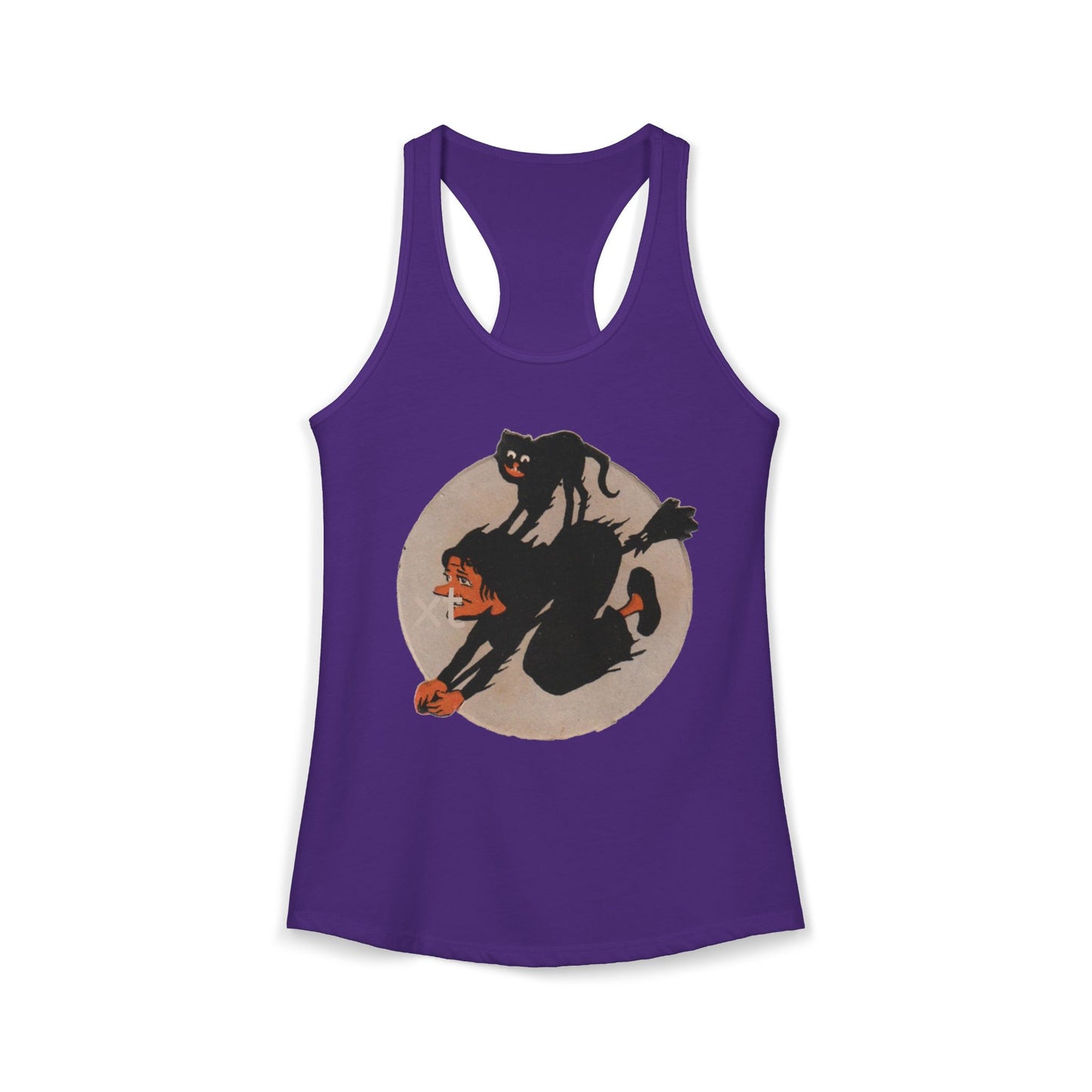 Witch Cat on Broom Women's Racerback Tank