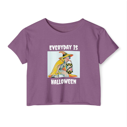 Yellow Art Deco Witch Women's Crop Top