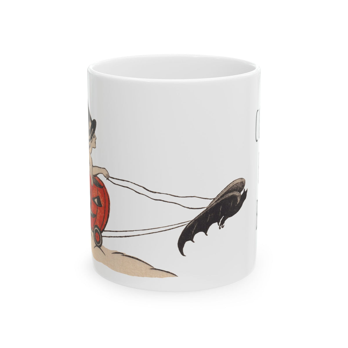 Ceramic Mug w/ Authentic Vintage Halloween Early 1900s Place Card Image (11oz & 15oz) 'Cup Of Bat Brew'