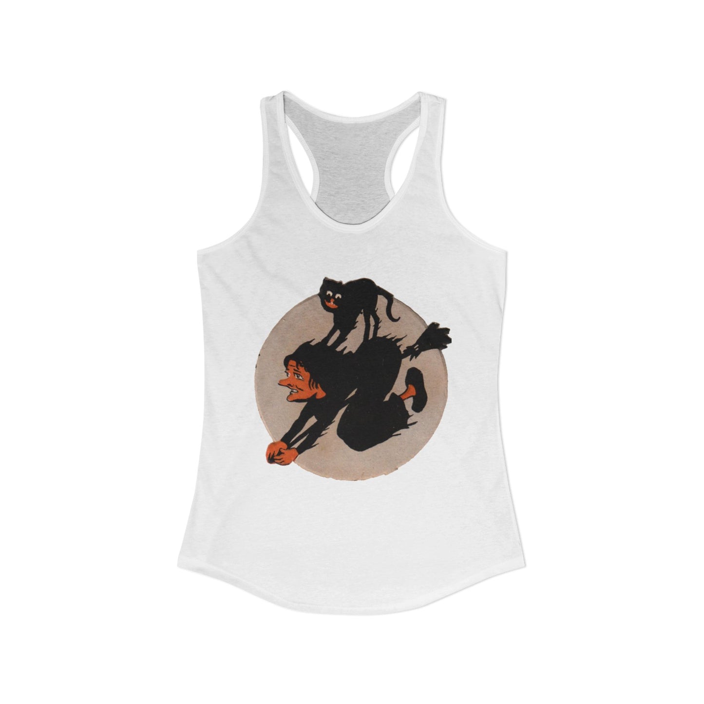 Witch Cat on Broom Women's Racerback Tank