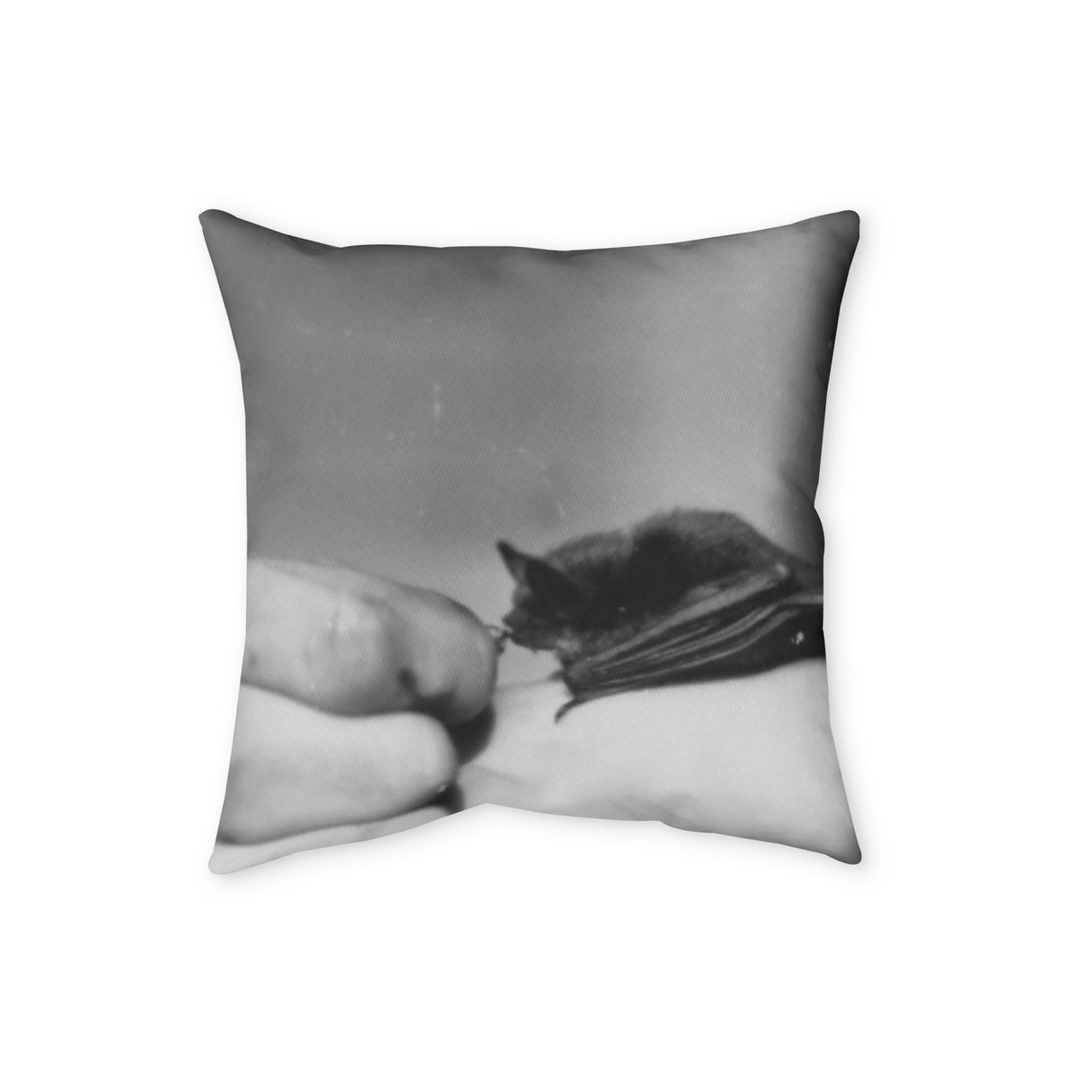Throw Pillow COVER w/ Authentic Vintage Oddity Image 1940s Baby Bat Drinking From Hand 'Bat Spit Crazy'