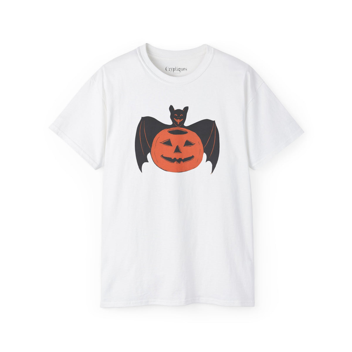 Adult T w/ Authentic Vintage Halloween 1930s Image of a Bat & Jack-O’-Lantern Die cut