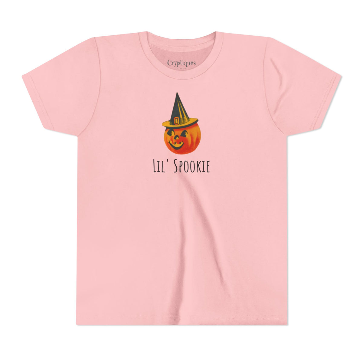 Youth Tee w/ Authentic Vintage Halloween 1950s JOL & Witch Hat Seal Image 'Lil' Spookie'