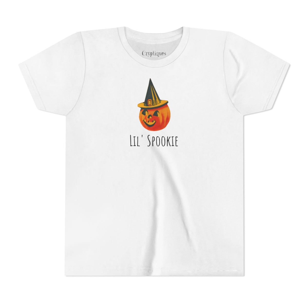 Youth Tee w/ Authentic Vintage Halloween 1950s JOL & Witch Hat Seal Image 'Lil' Spookie'