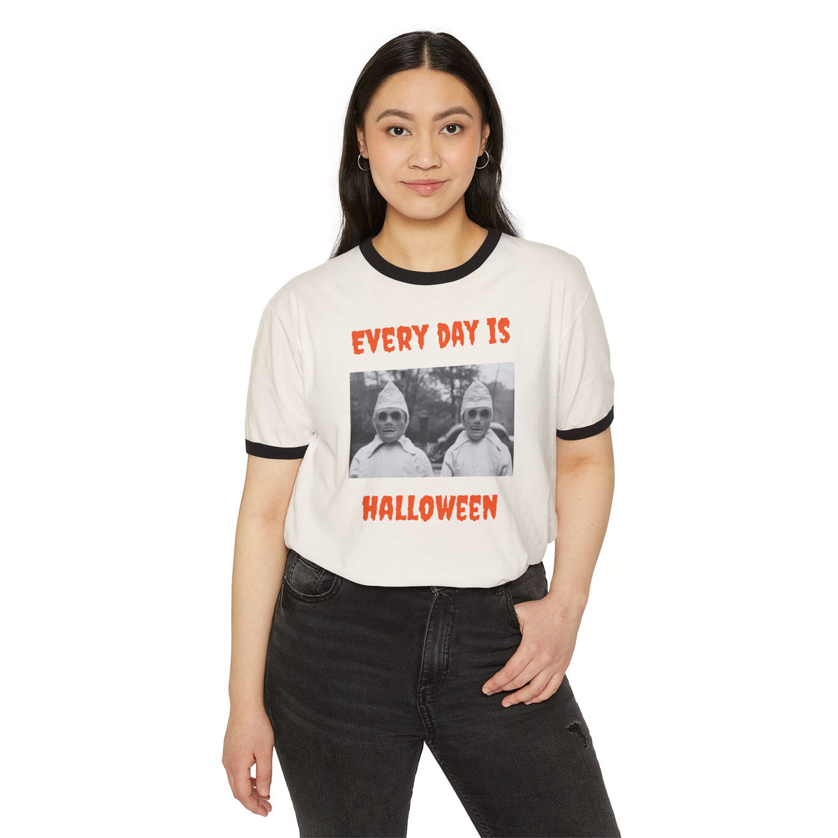 Adult T Ringer w/Authentic 1940s Image of Creepy Ghouls "Every Day Is Halloween"