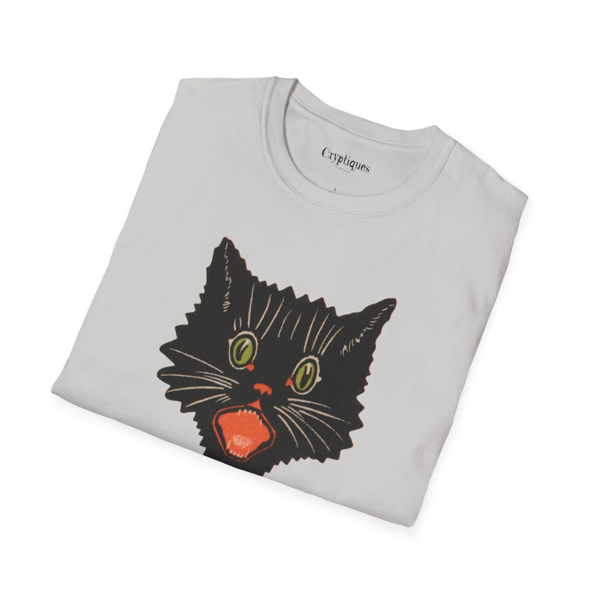 Adult T w/ Authentic Vintage Halloween 1920s Scaredy Cat Seal Image