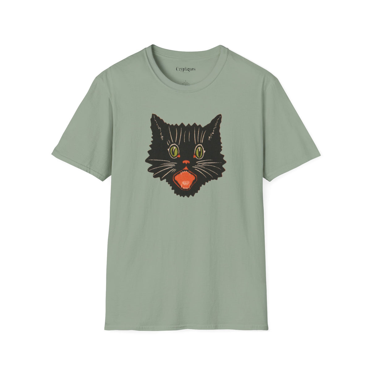 Adult T w/ Authentic Vintage Halloween 1920s Scaredy Cat Seal Image