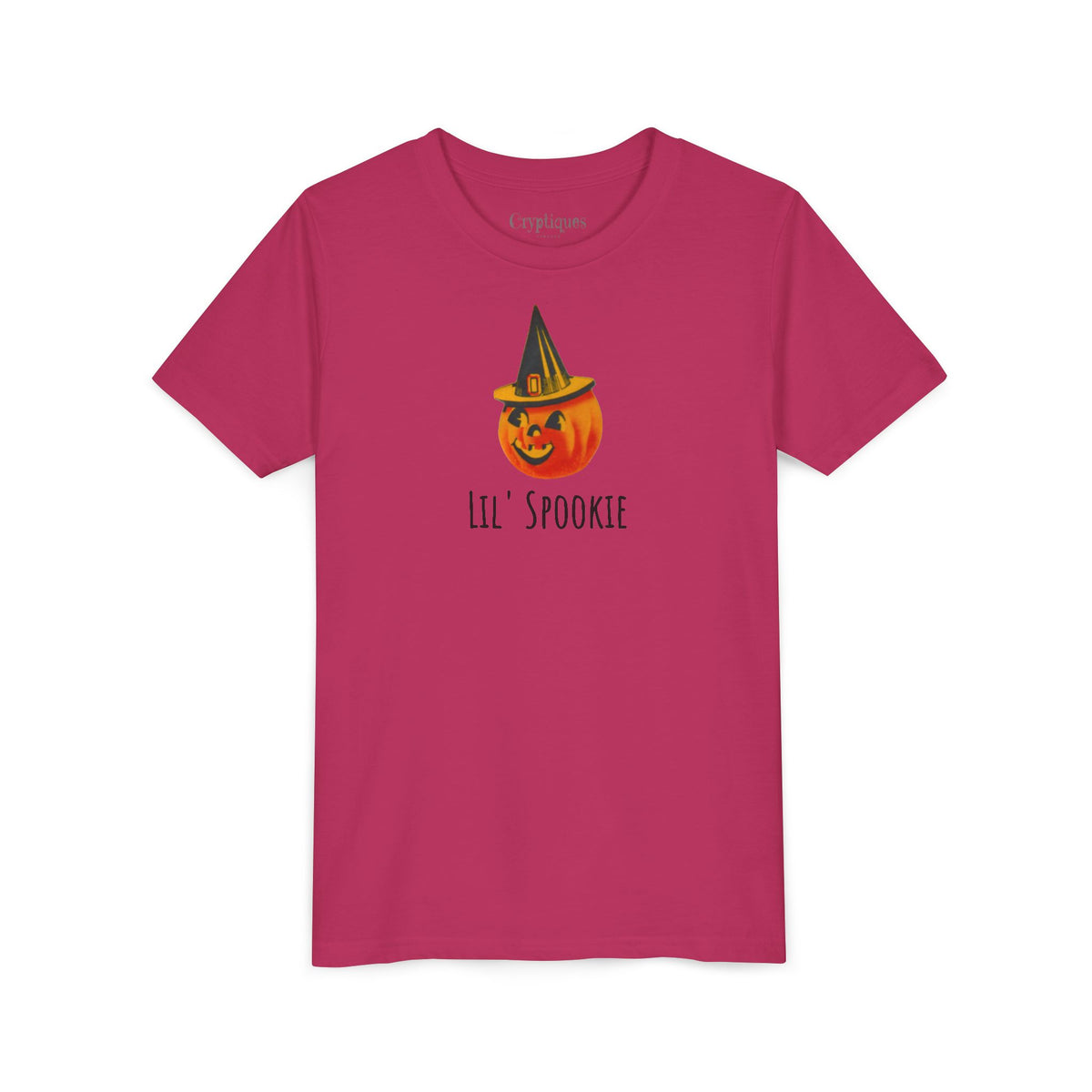Youth Tee w/ Authentic Vintage Halloween 1950s JOL & Witch Hat Seal Image 'Lil' Spookie'
