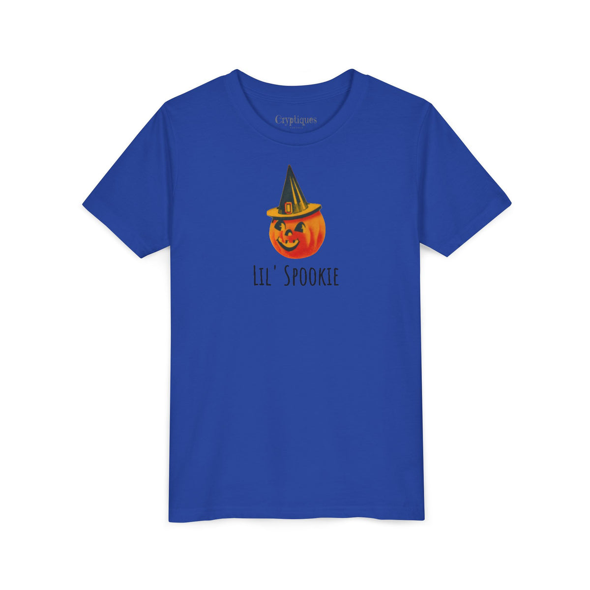 Youth Tee w/ Authentic Vintage Halloween 1950s JOL & Witch Hat Seal Image 'Lil' Spookie'