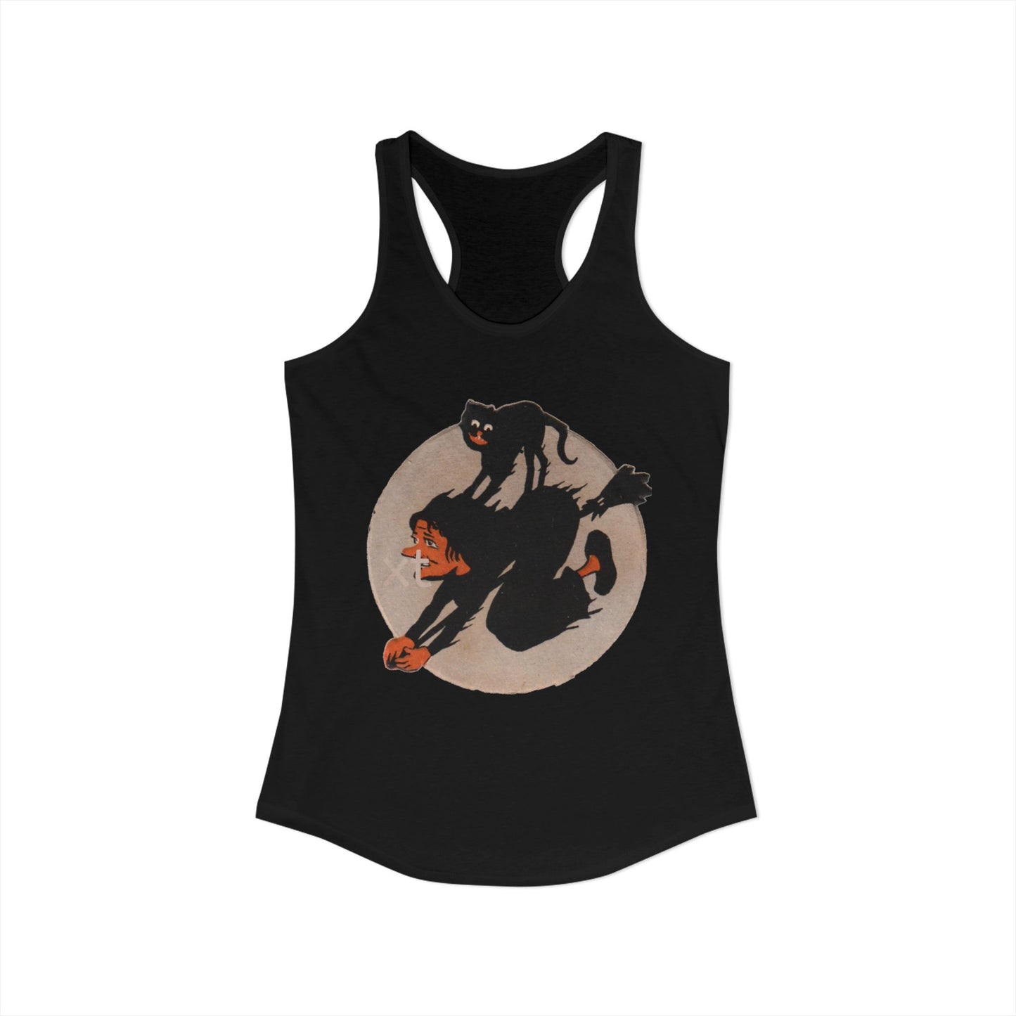 Witch Cat on Broom Women's Racerback Tank