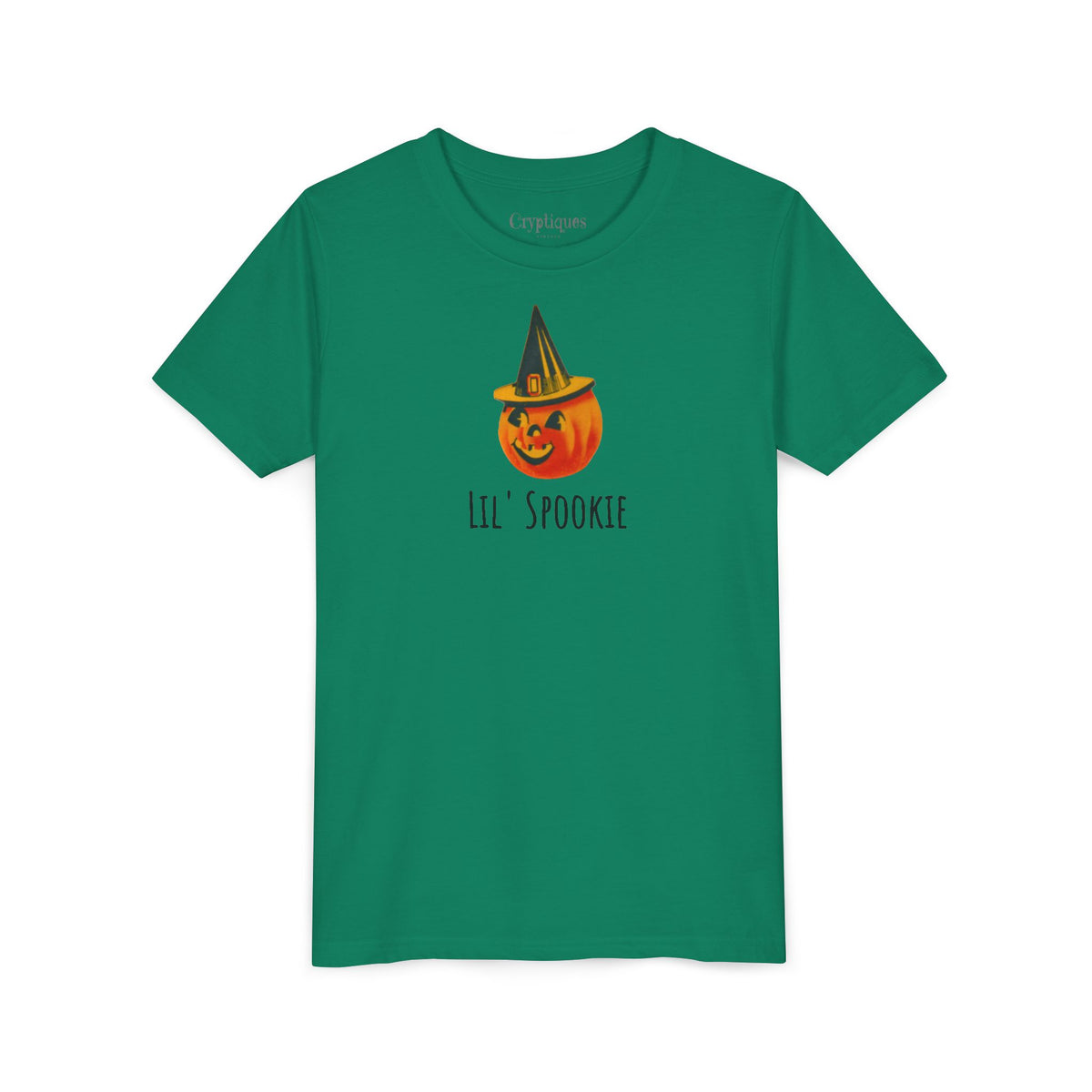 Youth Tee w/ Authentic Vintage Halloween 1950s JOL & Witch Hat Seal Image 'Lil' Spookie'