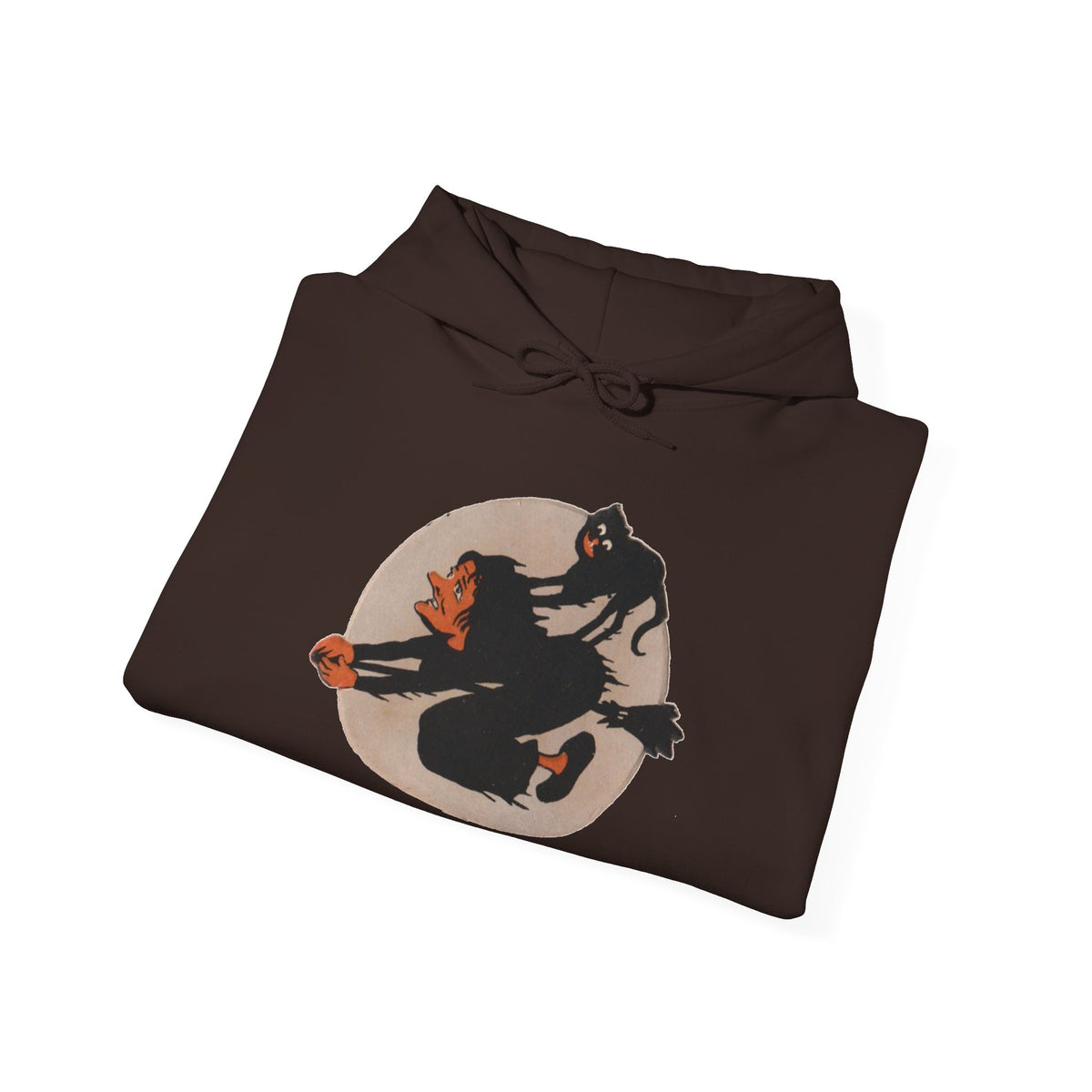 Hoodie w/ Authentic Vintage Halloween Extremely Rare Early 1900s Witch & Cat on Broom Image