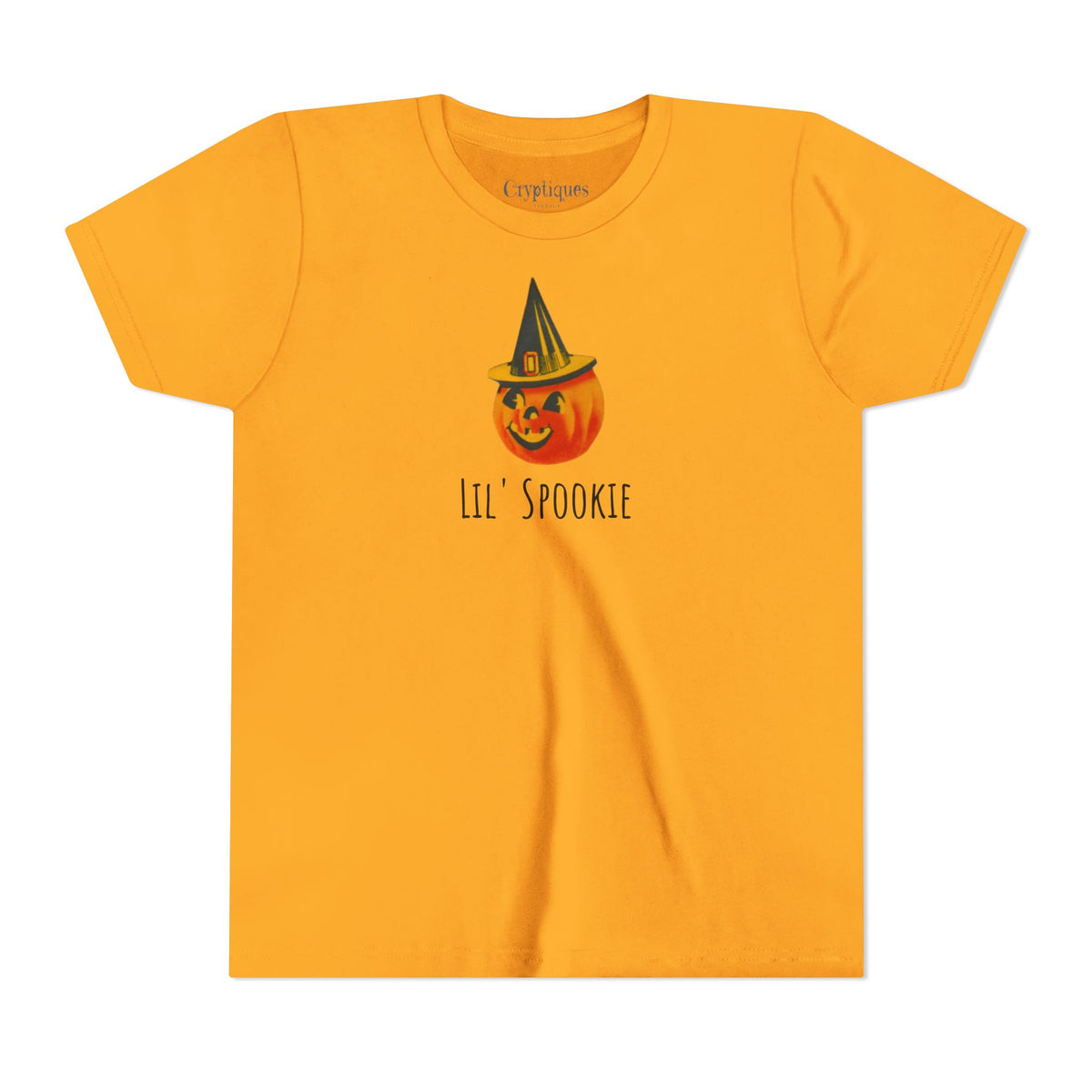 Youth Tee w/ Authentic Vintage Halloween 1950s JOL & Witch Hat Seal Image 'Lil' Spookie'