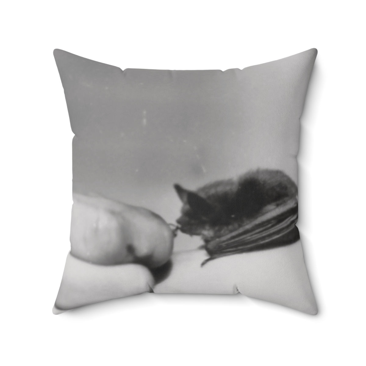 Throw Pillow w/Authentic Vintage Halloween Image of 1940s Black Baby Bat Being Fed