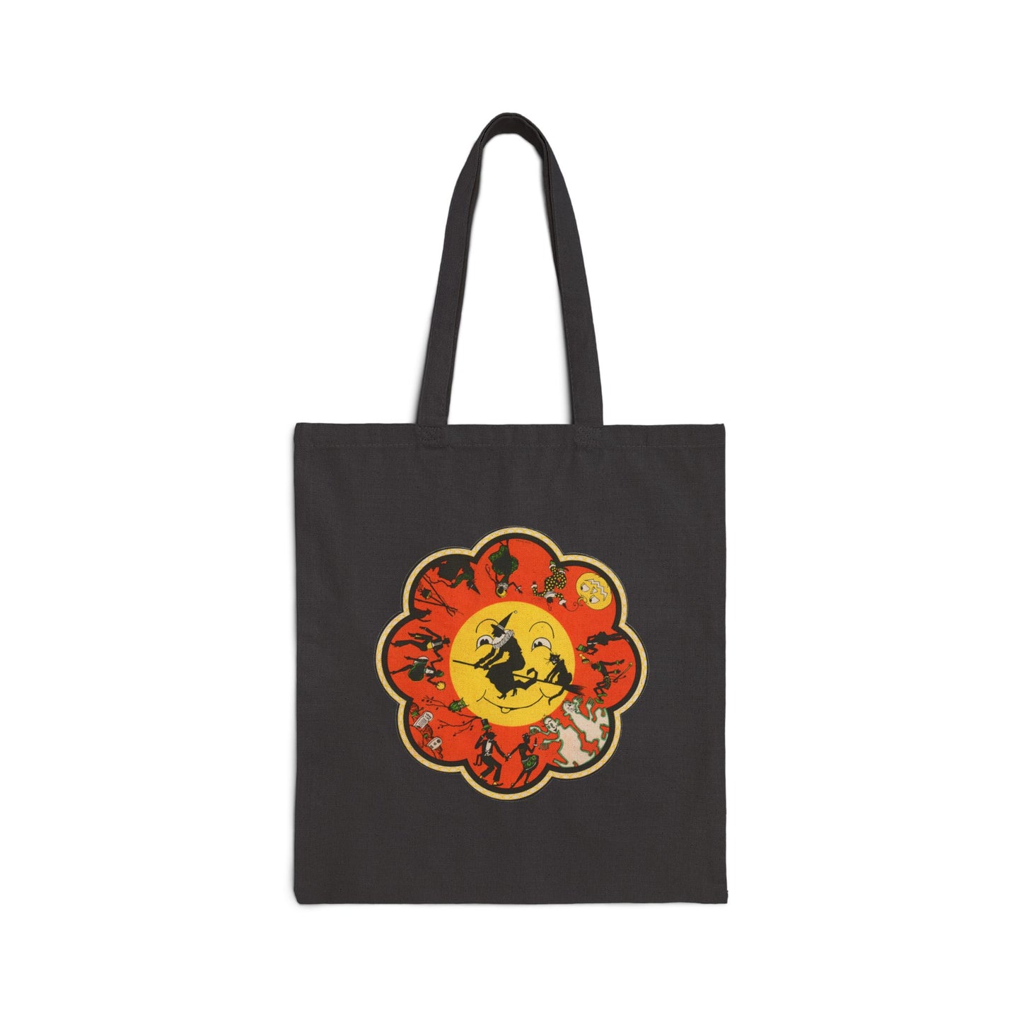 Retro Witch Moon Tote Bag — Vintage Halloween Canvas Tote