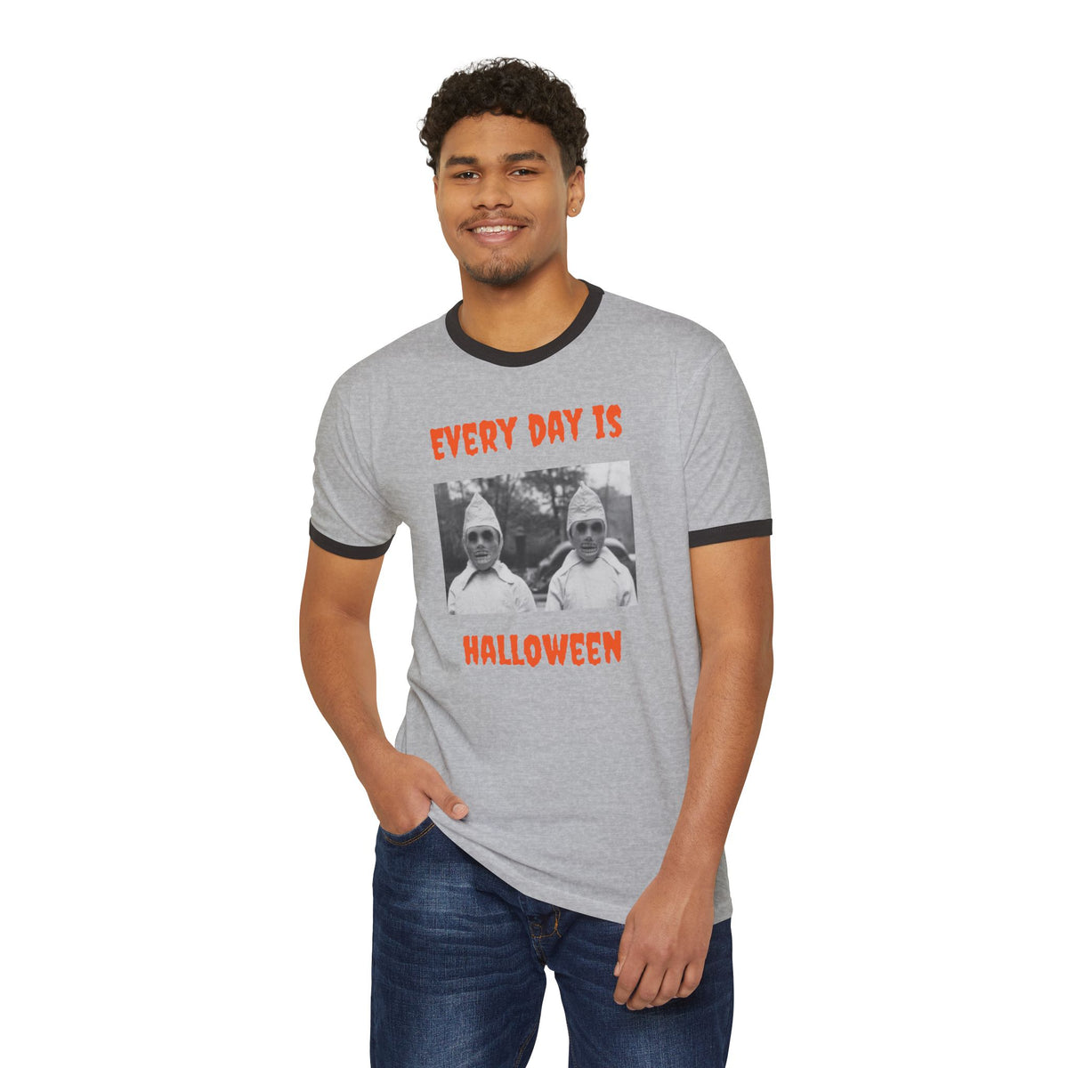 Adult T Ringer w/Authentic 1940s Image of Creepy Ghouls "Every Day Is Halloween"