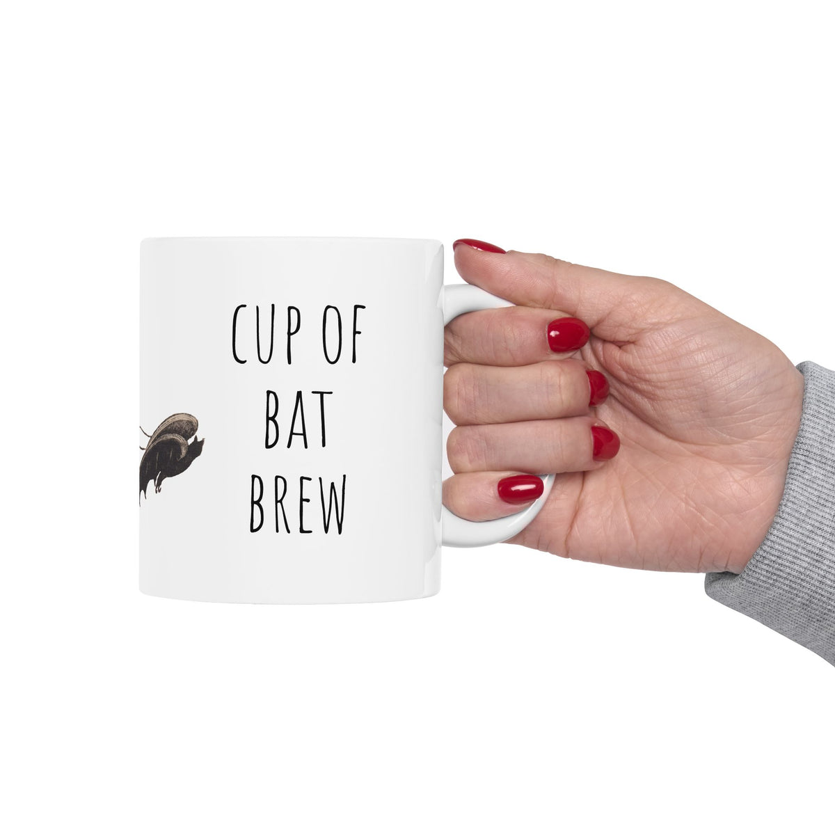 Ceramic Mug w/ Authentic Vintage Halloween Early 1900s Place Card Image (11oz & 15oz) 'Cup Of Bat Brew'