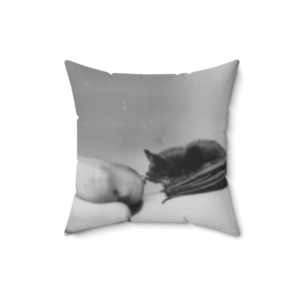 Throw Pillow w/Authentic Vintage Halloween Image of 1940s Black Baby Bat Being Fed