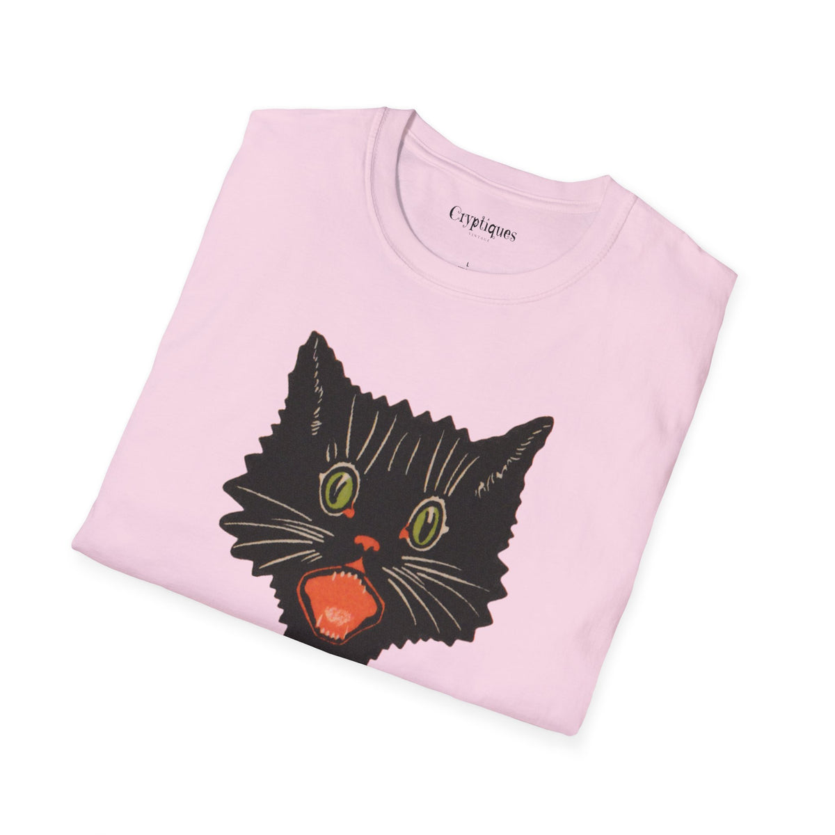 Adult T w/ Authentic Vintage Halloween 1920s Scaredy Cat Seal Image