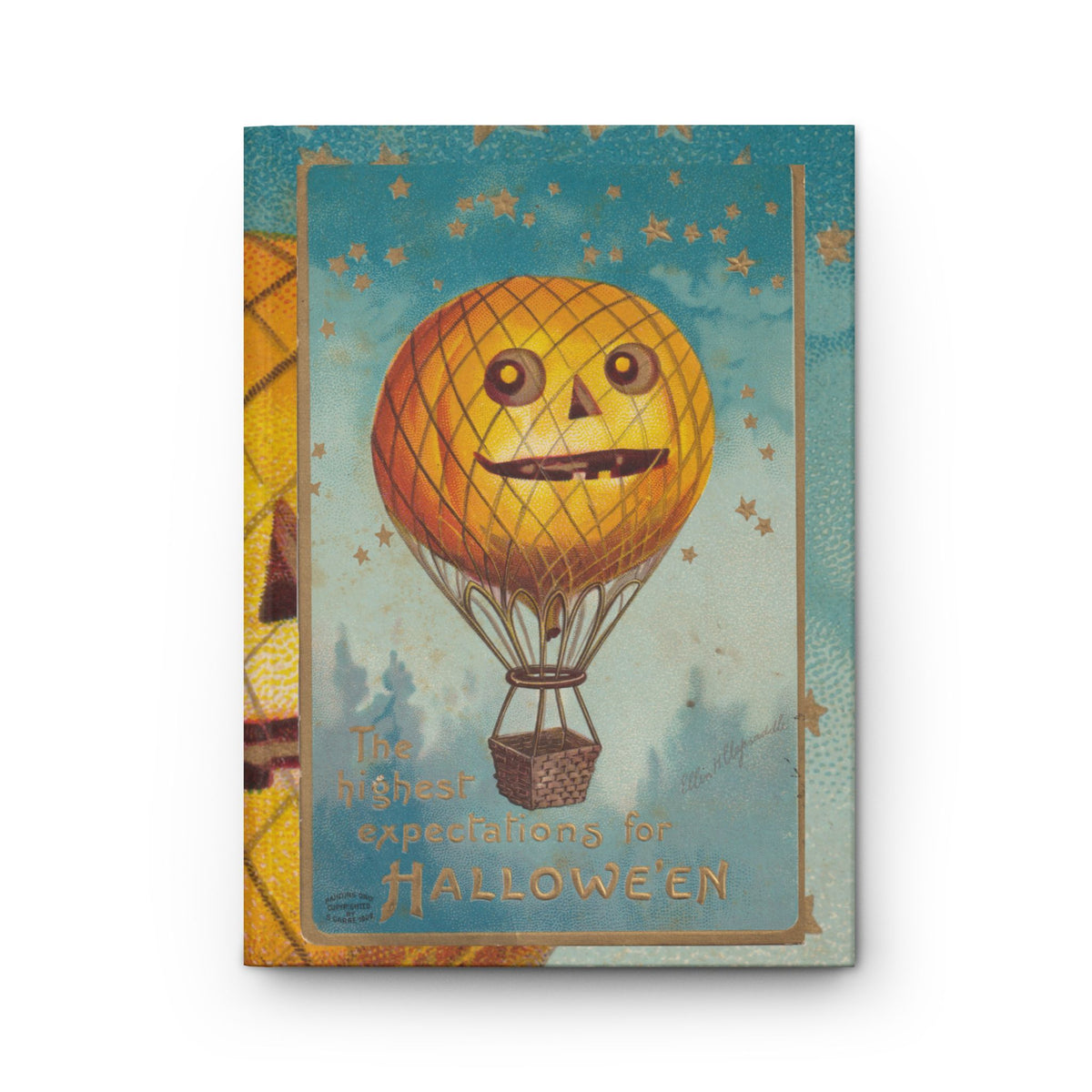 Hardcover Journal w/Authentic Vintage Halloween 1909 Postcard Image 'Highest Expectations For Hallowe'en'