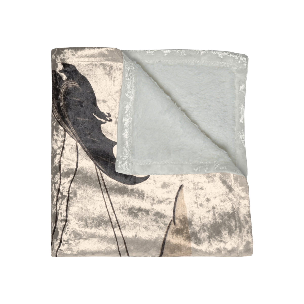 Crushed Velvet Blanket w/ Authentic Vintage Halloween 1920s Jack-O'-Lantern Witch Cart Ride Place Card Image