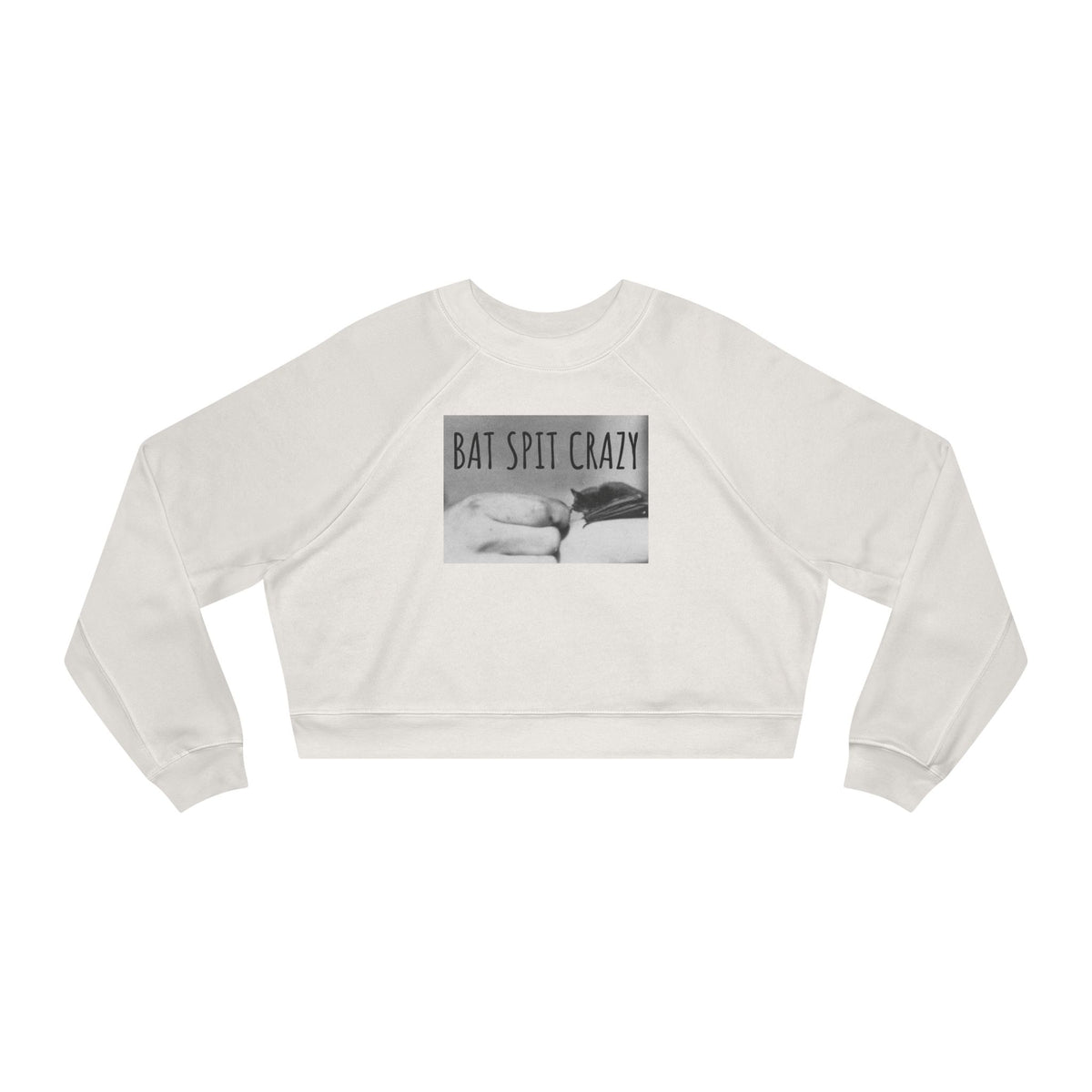 Cropped Pullover w/Authentic 1930s Hand Feeding Baby Bat Image 'Bat Spit Crazy'