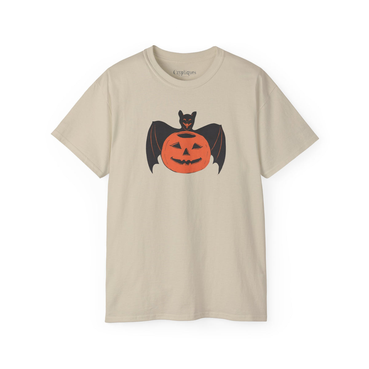 Adult T w/ Authentic Vintage Halloween 1930s Image of a Bat & Jack-O’-Lantern Die cut
