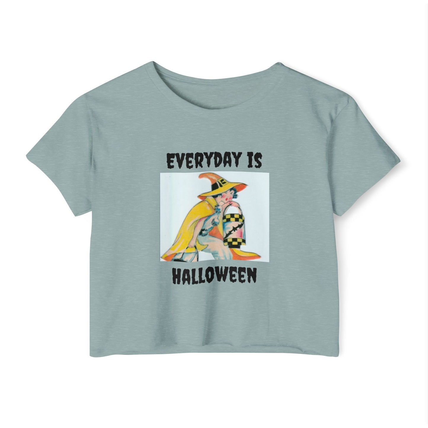 Yellow Art Deco Witch Women's Crop Top