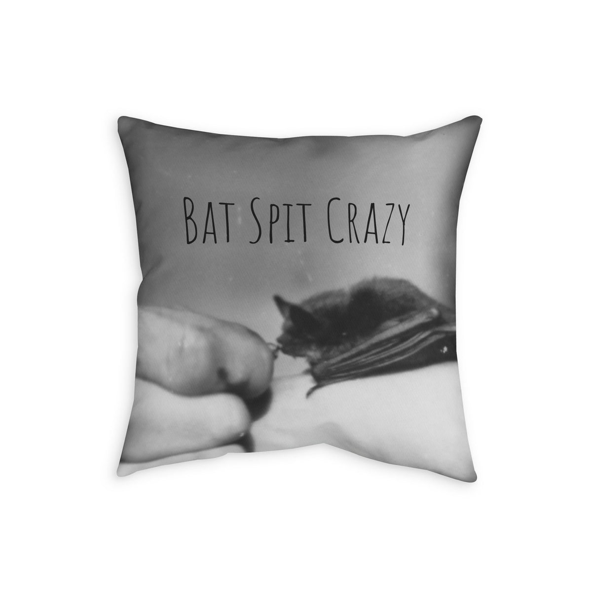 Throw Pillow COVER w/ Authentic Vintage Oddity Image 1940s Baby Bat Drinking From Hand 'Bat Spit Crazy'