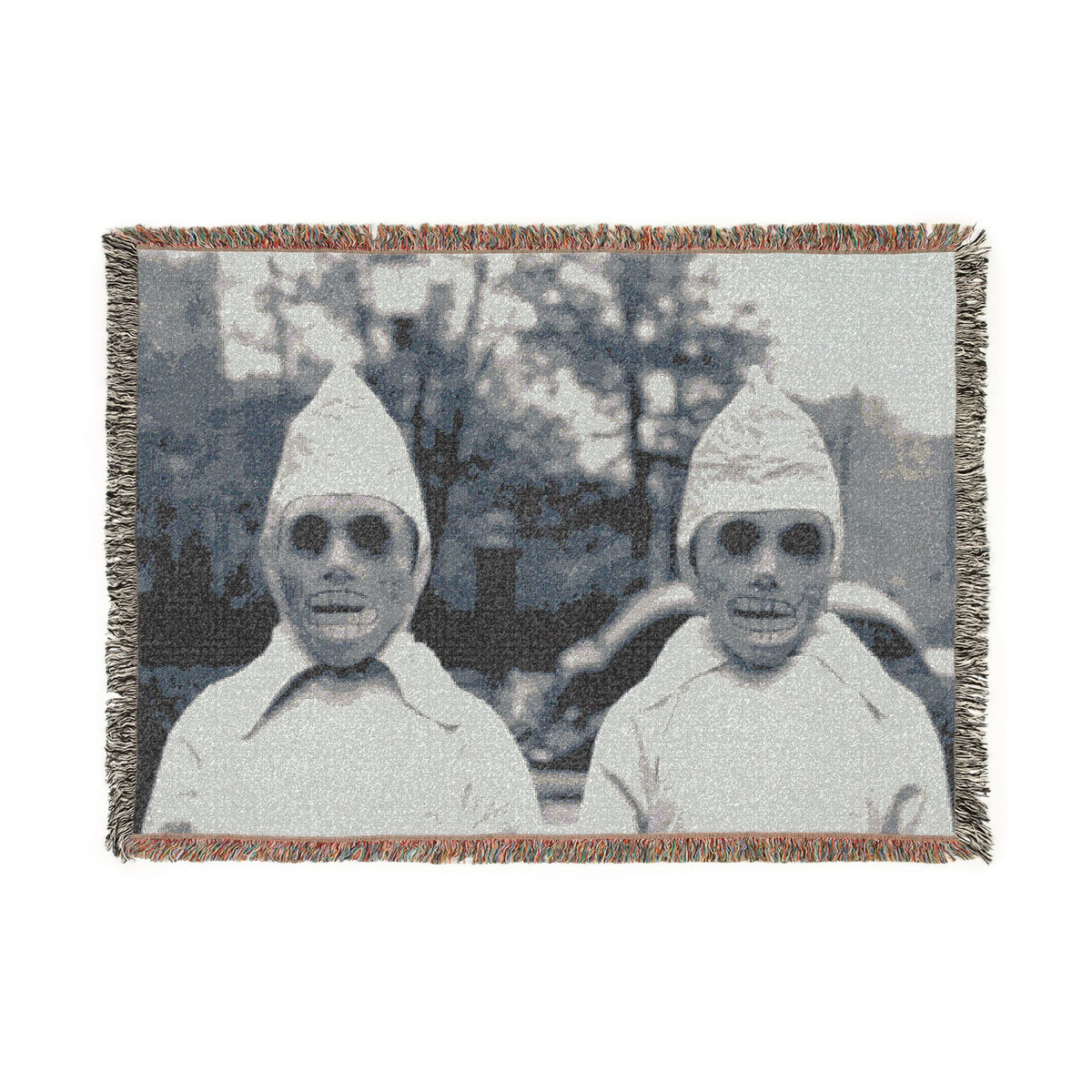 Woven Blanket w/ Authentic Vintage Halloween 1940s Ghouls Image
