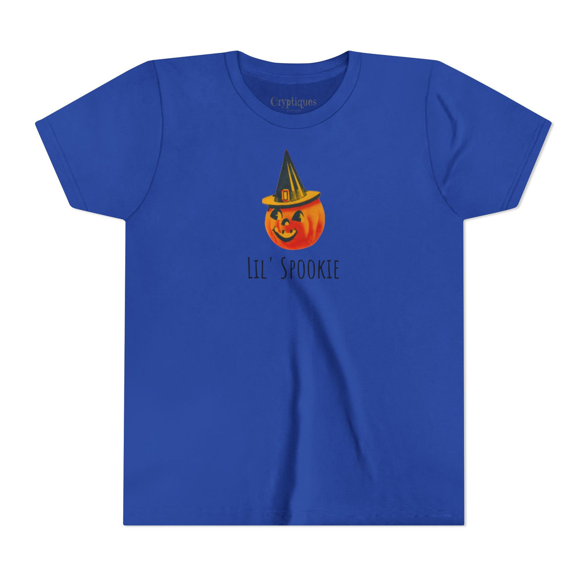Youth Tee w/ Authentic Vintage Halloween 1950s JOL & Witch Hat Seal Image 'Lil' Spookie'