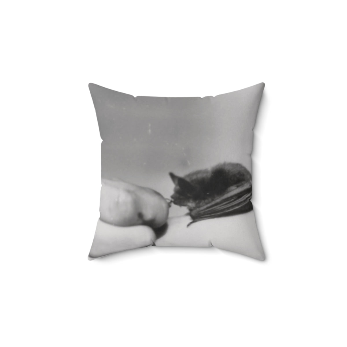 Throw Pillow w/Authentic Vintage Halloween Image of 1940s Black Baby Bat Being Fed