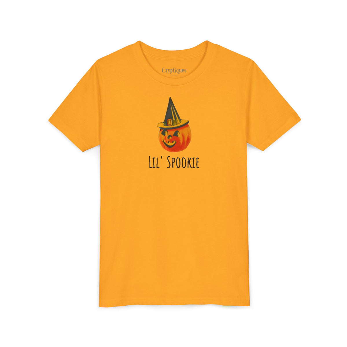 Youth Tee w/ Authentic Vintage Halloween 1950s JOL & Witch Hat Seal Image 'Lil' Spookie'
