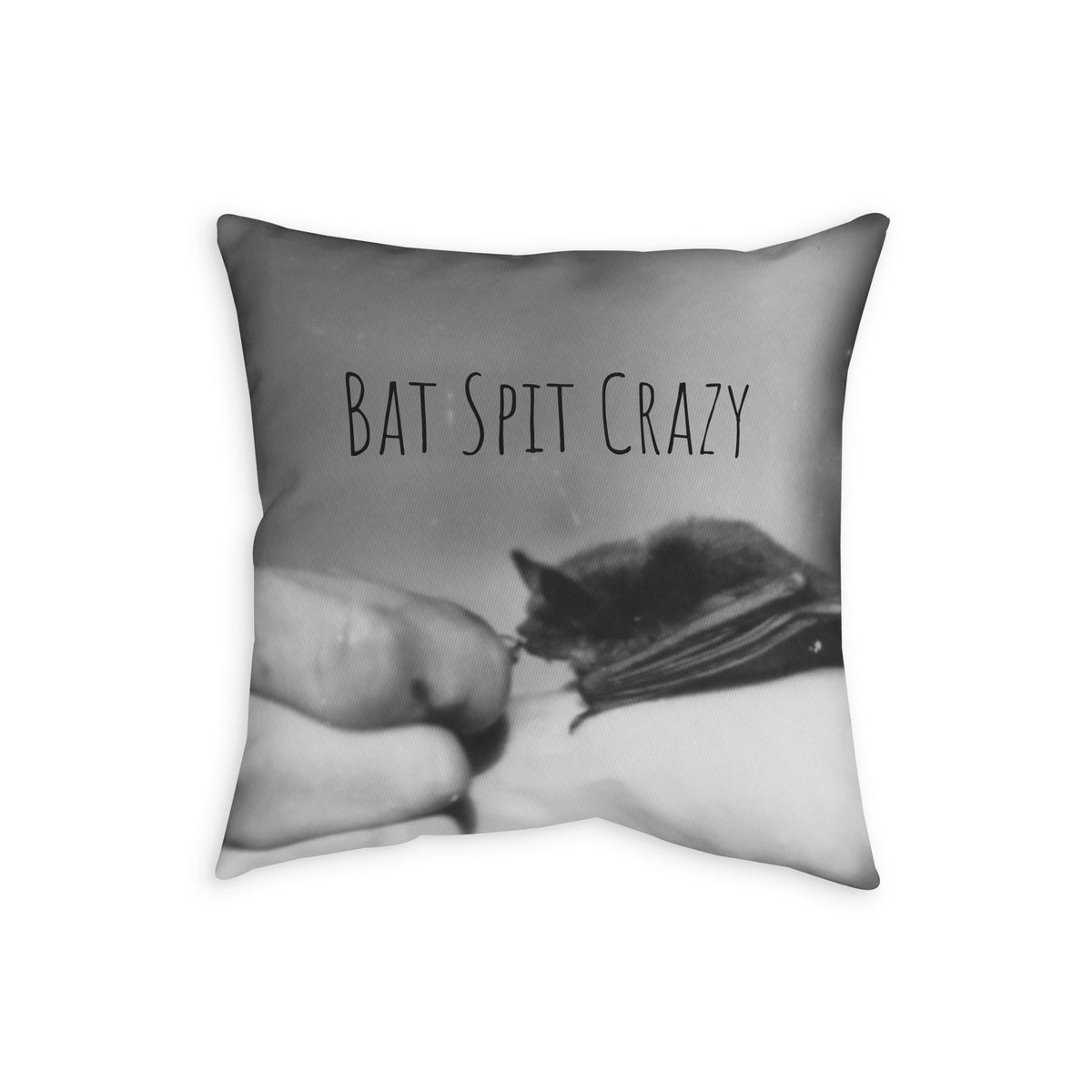 Throw Pillow COVER w/ Authentic Vintage Oddity Image 1940s Baby Bat Drinking From Hand 'Bat Spit Crazy'