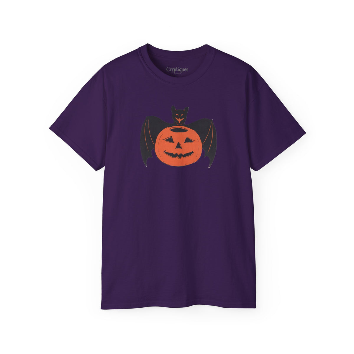 Adult T w/ Authentic Vintage Halloween 1930s Image of a Bat & Jack-O’-Lantern Die cut