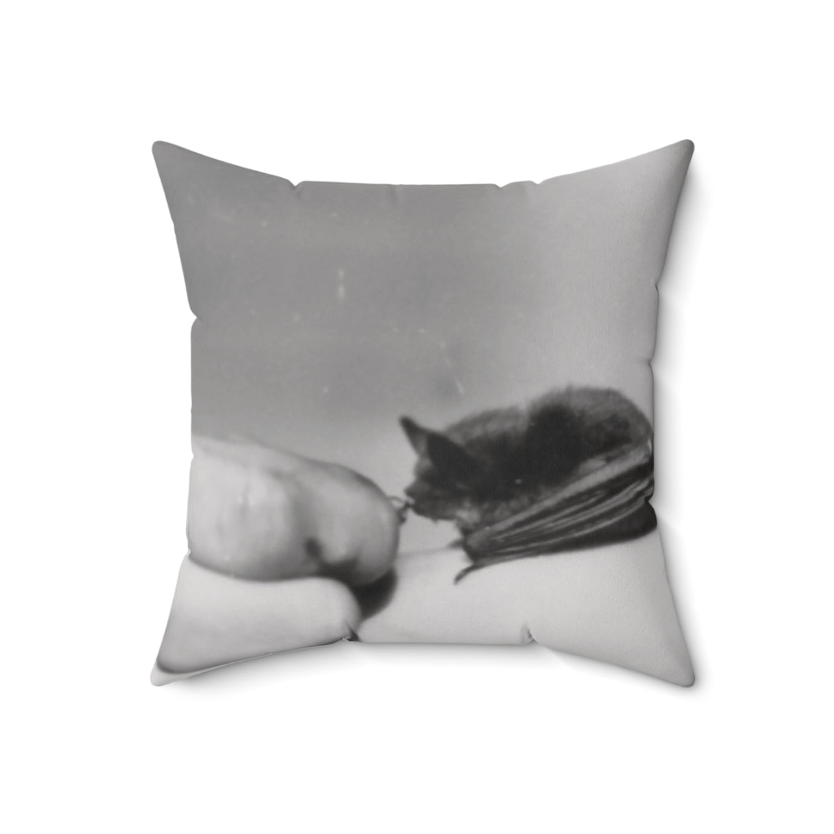 Throw Pillow w/Authentic Vintage Halloween Image of 1940s Black Baby Bat Being Fed