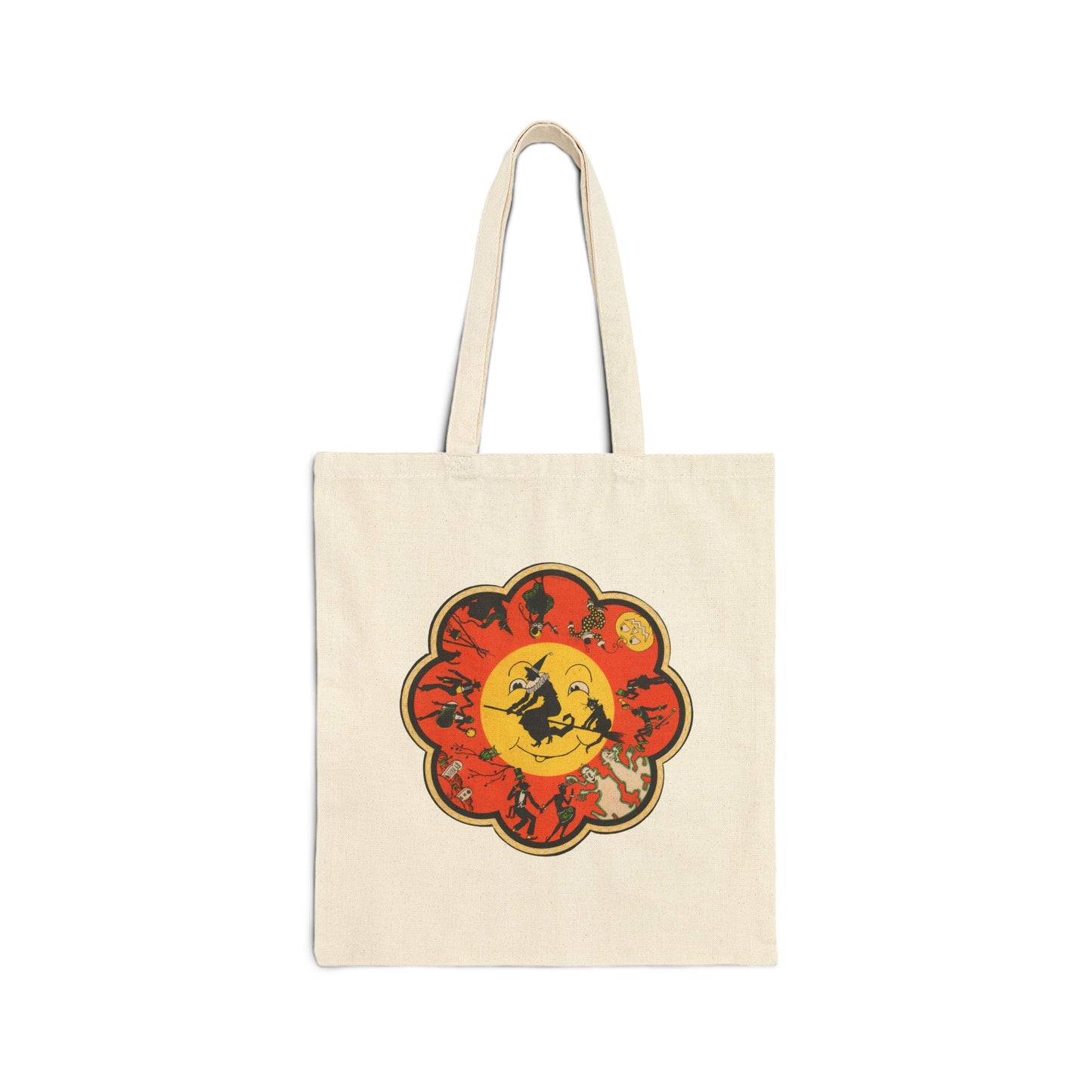 Retro Witch Moon Tote Bag — Vintage Halloween Canvas Tote